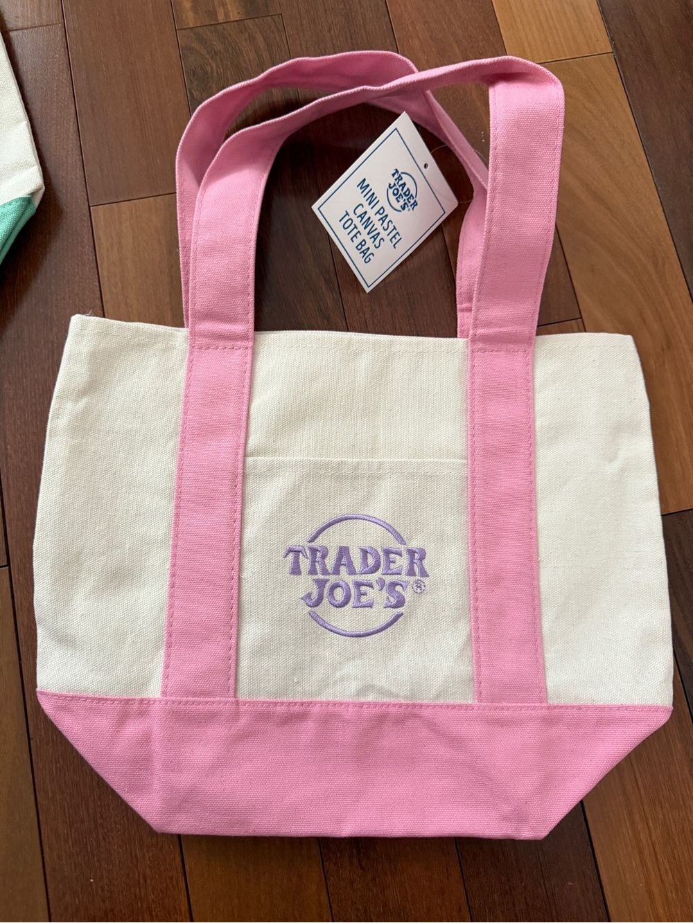 Pink and Cream Canvas Tote Bag